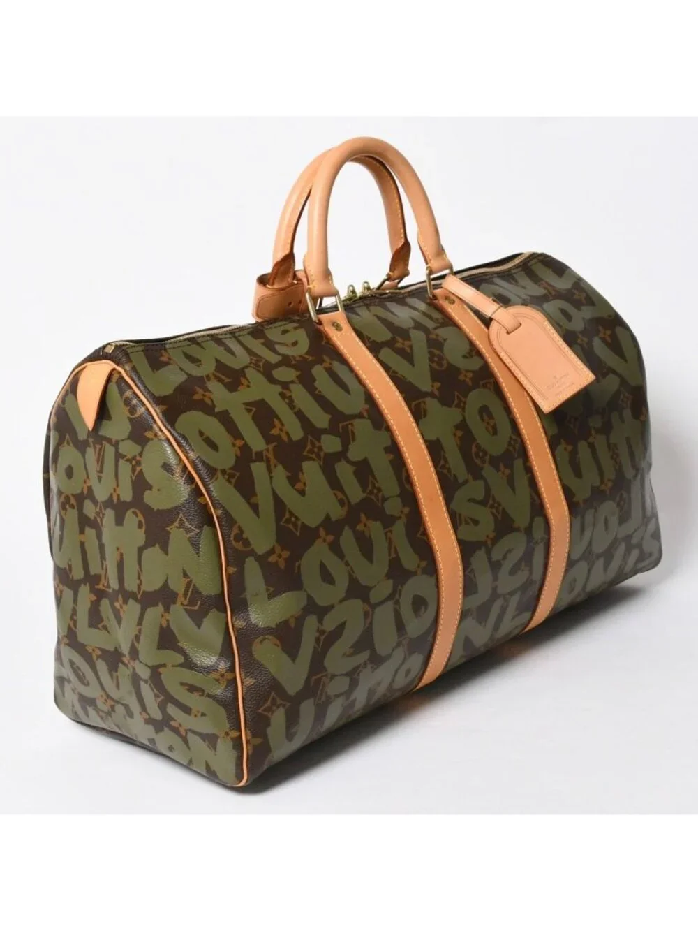 Louis Vuitton Monogram Graffiti Keepall 50 Brown Khaki Gold